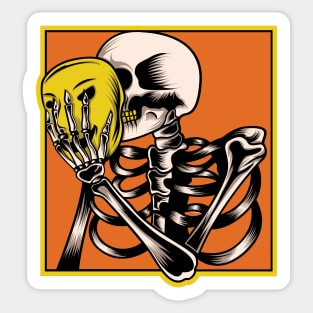 Clowned Skeleton Behind the Yellow Mask Sticker